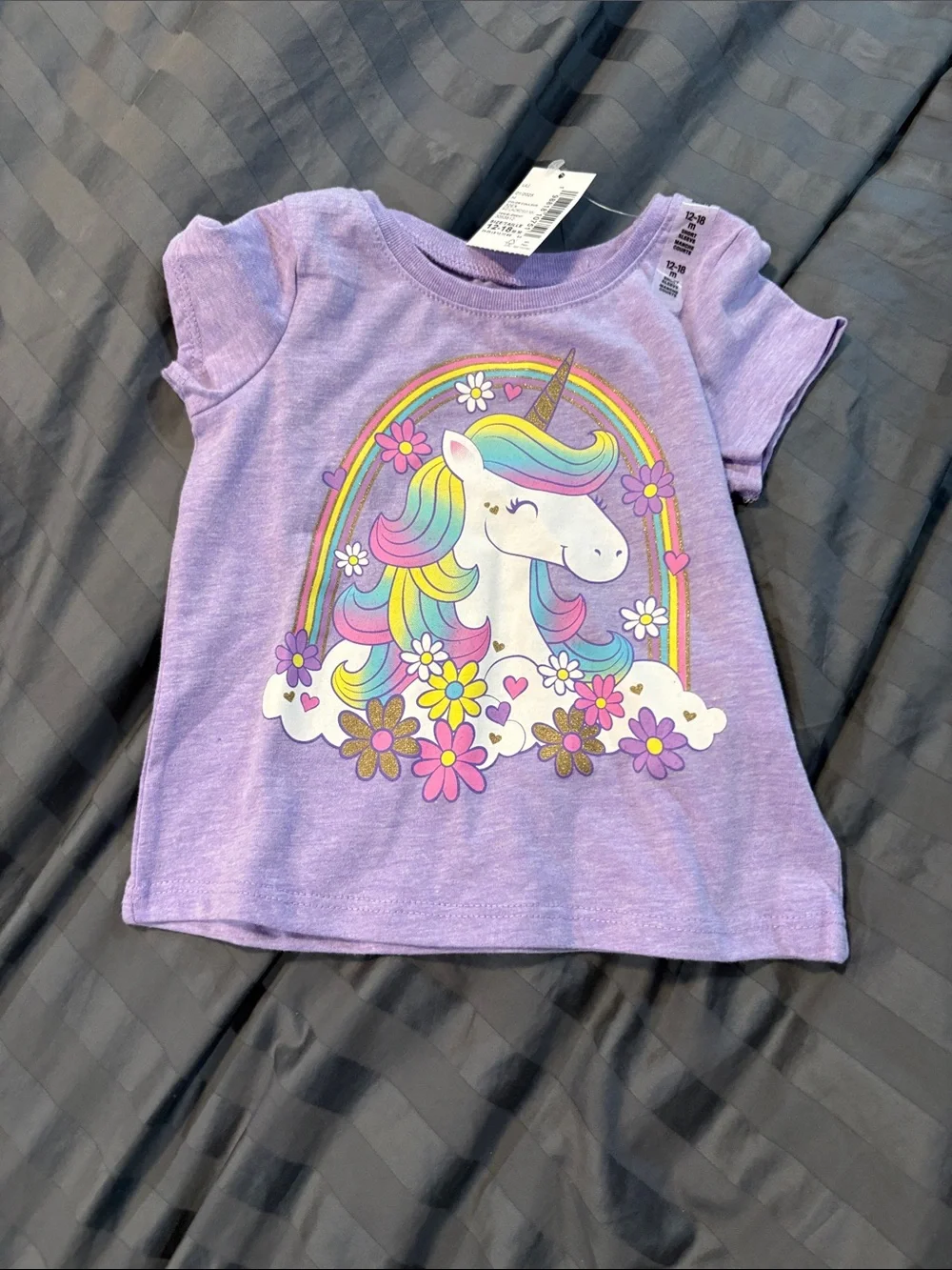 The Children's Place Lavender Unicorn Rainbow Tee